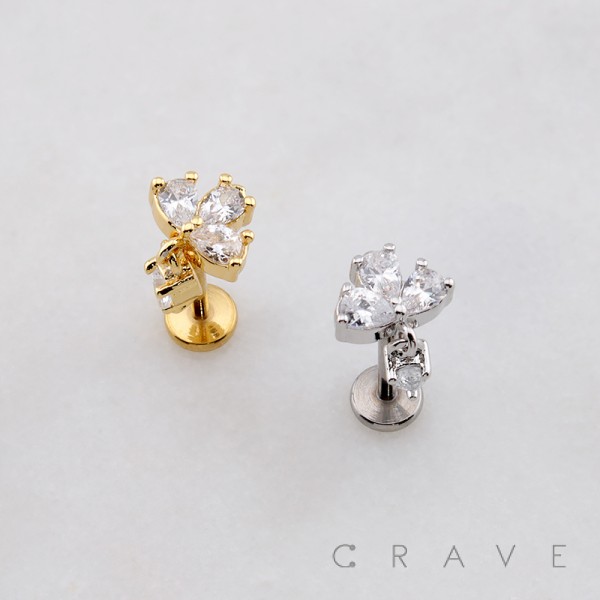 TEAR DROP FAN ARCH DANGLE THREADLESS (PUSH IN) 316L SURGICAL STEEL LABRET SET